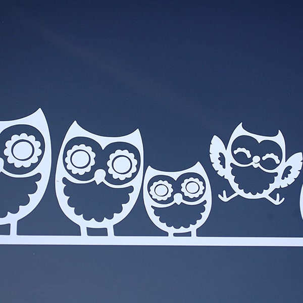 Owl Family Sticker Vinyl Decal Choose Size & Color!! Cute car Sticker Wall Art (V524)