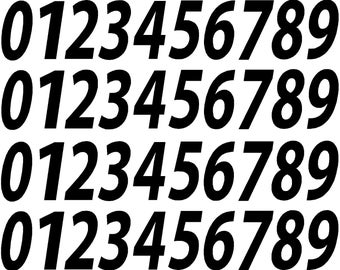 0-9 Numbers Black Vinyl Sticker Decals Set of 40 Choose Size!! 1/2" to 12" (V546BlackItal)