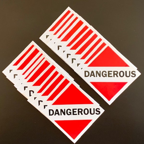 Dangerous Sticker Vinyl Decal 3"T X 3"W (20 Pack) Indoor Outdoor Warning Sign (X20PS102)