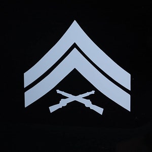 Marines E4 Corporal Sticker Vinyl Decal Choose Size & Color!! Chevron Insignia Logo (V474)