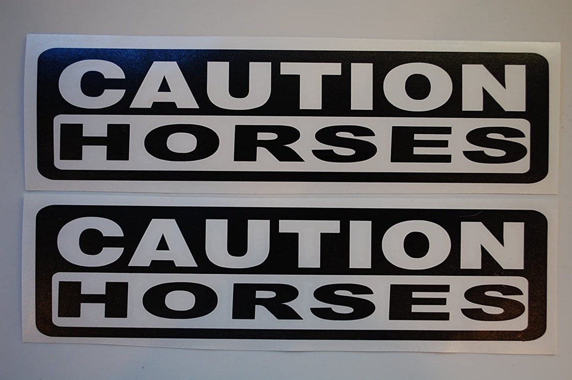 Caution Horses Stickers Vinyl Decals Set Of Two Choose image 1