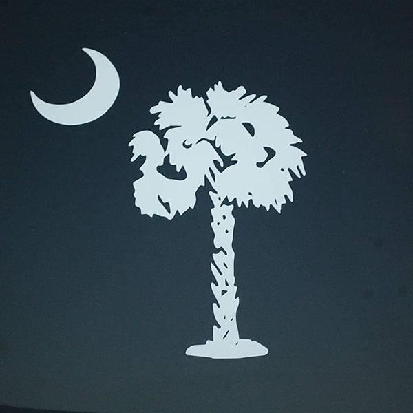 Palmetto Tree Decal Sticker Choose Color & Size!! Car Window South Carolina Palm Beach Moon SC (V280)