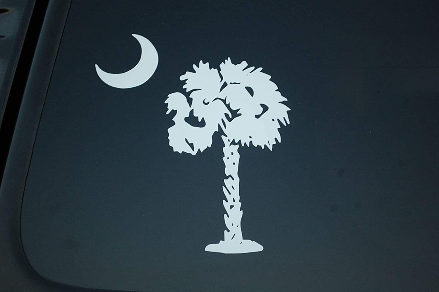 Palmetto Palm Tree Moon Decal – Vinyl Sticker For Car, Truck, Laptop, Or Window, USA Made