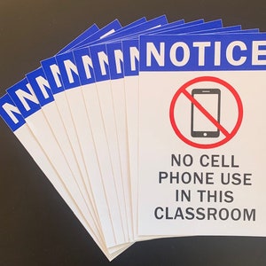 Notice - No Cell Phone Use In This Classroom Sticker Vinyl Decal (10 Pack) 6" X 4" Safety Compliance (X10PS150)