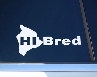 Hawaii HI Bred Sticker Vinyl Decal Choose Color & Size!! Hawaiian Islands Roots Hang Loose Aloha Car Window 808 (V559)