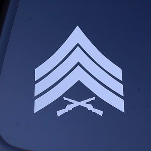 Marine E-5 Sargento Insignia Adesivo Decalque em vinil Escolha cor e tamanho!! SGT. Militar V329
