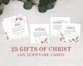 LDS 25 Gifts of Christ Christmas Advent | LDS Scripture Card Set | Printable LDS Christmas Countdown | Christmas Missionary/Ministering Gift