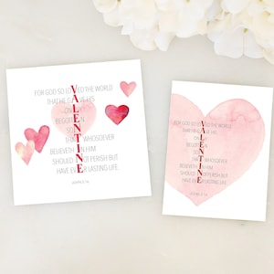 Juan 3:16 / Versículo bíblico imprimible San Valentín / Folleto de San Valentín de las Escrituras / Primaria, YW, RS, Iglesia San Valentín / Tarjeta cristiana de San Valentín