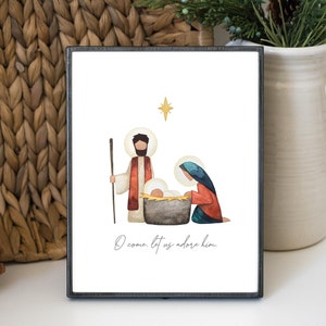Watercolor Nativity, Christmas Printable, Holy Family, Christmas Nativity, Jesus Christ, Christian Art, LDS Art, Christmas Decor, Baby Jesus