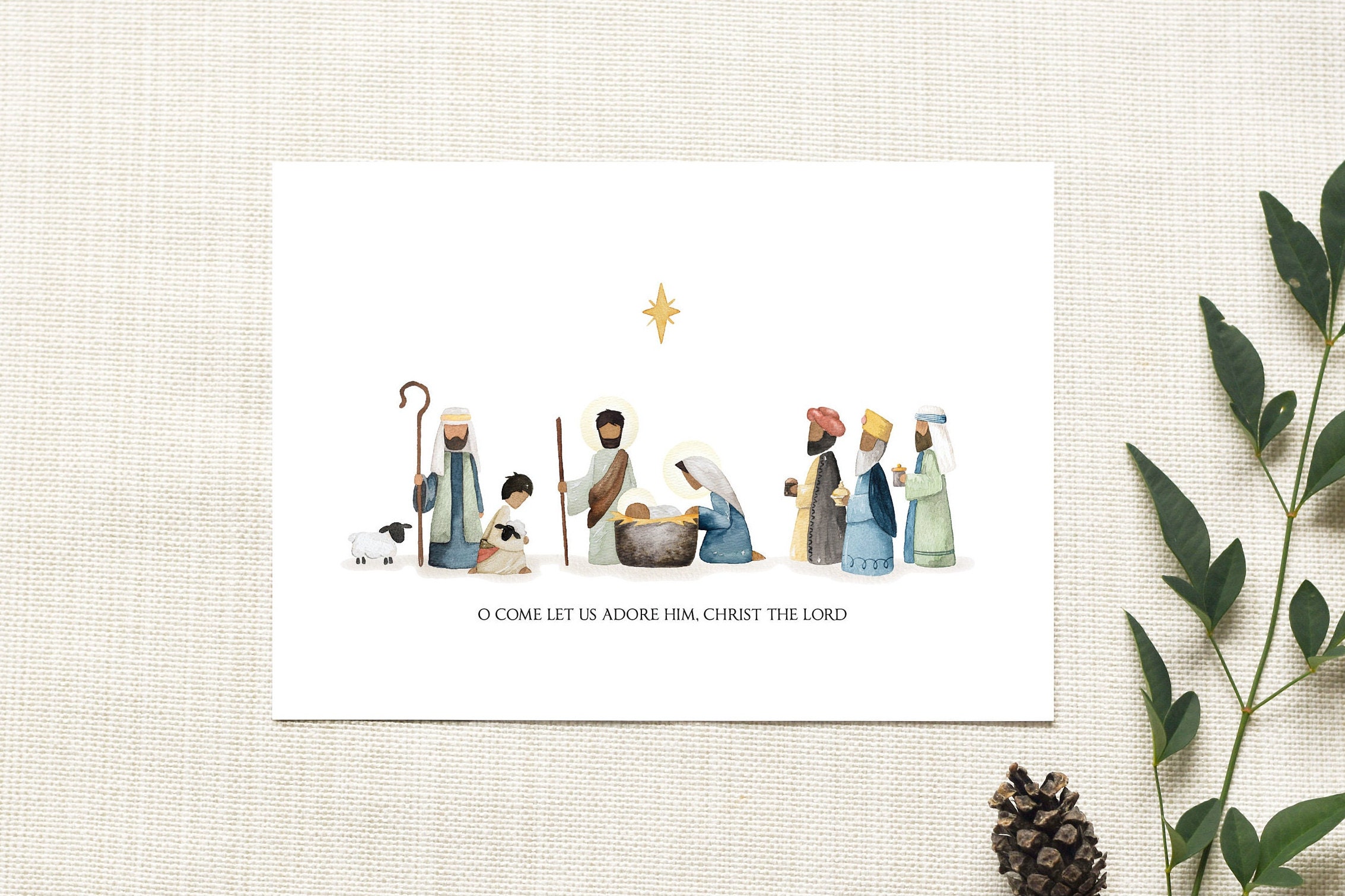 Watercolor Nativity Scene Print | Christian Christmas Decor (digital ...