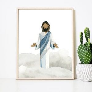 Resurrected Christ, Christian Home Decor, Printable Christian Art, LDS Art, Jesus Portrait, Jesus Painting, Jesus Wall Art, Jesus Watercolor