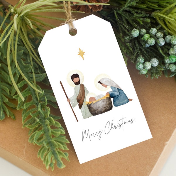 Kerststal, Kerststal Tag, Kerst Tag, Manger Scene Tag, Afdrukbare Gift Tag, Merry Christmas Tag, Baby Jesus Tag, Holiday Tag