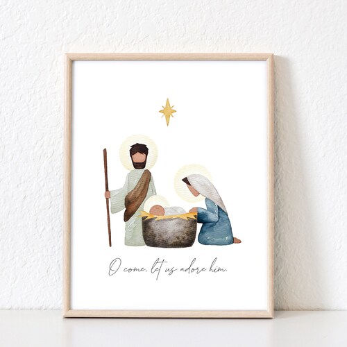 Watercolor Nativity Christmas Printable Holy Family - Etsy