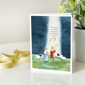 Cartão de Natal para impressão | Lucas 2:10 | pastores do Natal Cartão Comemorativo | Cartão de Natal cristão | Cartão de Natal religioso | Cartão de Boas Novas