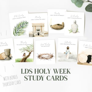 LDS Holy Week Study Cards | Printable Easter Story | LDS Easter Advent | Easter Scripture Cards | Holy Week Printable | Holy Week Countdown