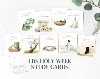 LDS Holy Week Study Cards | Printable Easter Story | LDS Easter Advent | Easter Scripture Cards | Holy Week Printable | Holy Week Countdown