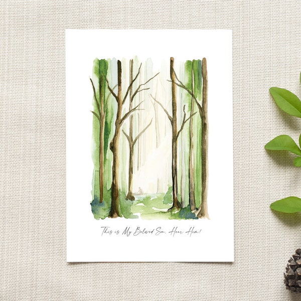 The Sacred Grove | LDS Printable Art | Joseph Smith Painting | Hear Him | LDS Water Color Art | The First Vision | LDS Wall Art