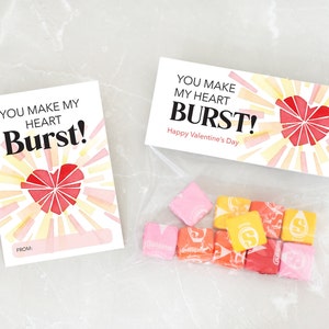 Printable Starburst Valentine Cards | Valentine Treat Topper ...