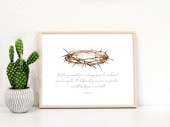 Isaiah 53 | Crown of Thorns Easter Art | Christian Wall Art | Crown of Thorns Painting | Religious Easter Decor | Jesus Christ Print