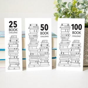 Printable Book Tracker Bookmark | 25 50 100 Book Challenge | Reading Tracker Bookmark | Kids Reading Chart | Summer Reading Tracker