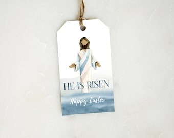 Printable Easter Tag, Religious Easter Tag, He is Risen Tag, Jesus Christ Tag, Resurrection Day, Easter Gift Tag, Christian Easter Favor