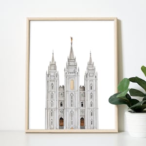 Salt Lake Temple, LDS Temple Print, Printable LDS Art, Watercolor Temple, lds Home Decor, Temple Wall Art, Temple Painting, LDS Wedding gift