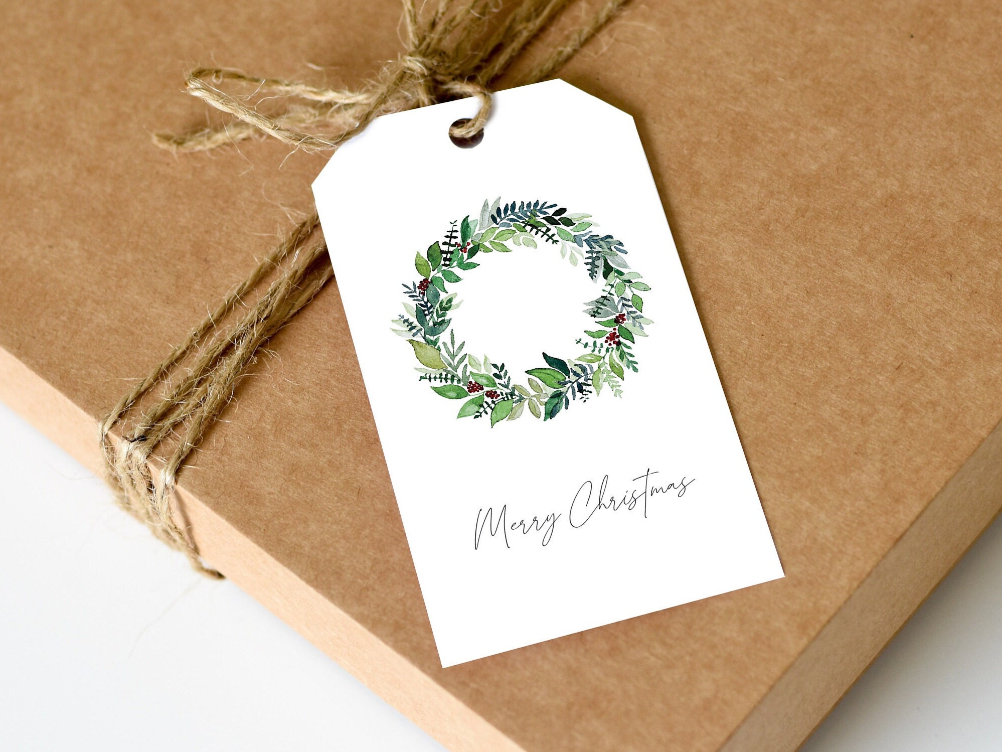 Printable Christmas Tag Wreath Tag Christmas Gift Tag - Etsy