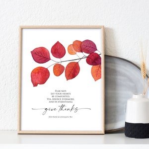 D&C 98:1 | In Everything Give Thanks Fall Printable | LDS Scripture Thanksgiving Wall Art | Watercolor Colorful Fall Leaves Digital Download