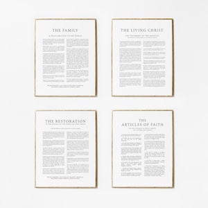 LDS Proclamation Bundle Set of 4 | Printable LDS Art | The Family | The Living Christ | The Restoration | Articles of Faith | LDS Posters