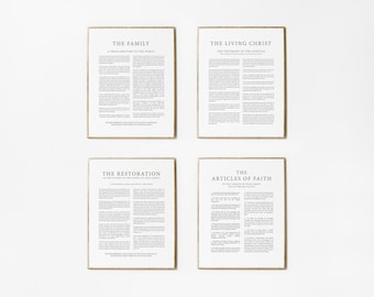 LDS Proclamation Bundle Set of 4 | Printable LDS Art | The Family | The Living Christ | The Restoration | Articles of Faith | LDS Posters