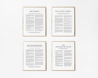 LDS Proclamation Art Prints | The Family, Living Christ, Restoration, Articles of Faith (Digital Download)
