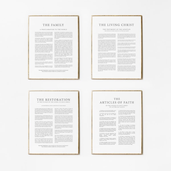 LDS Proclamation Bundle Set of 4 | Printable LDS Art | The Family | The Living Christ | The Restoration | Articles of Faith | LDS Posters