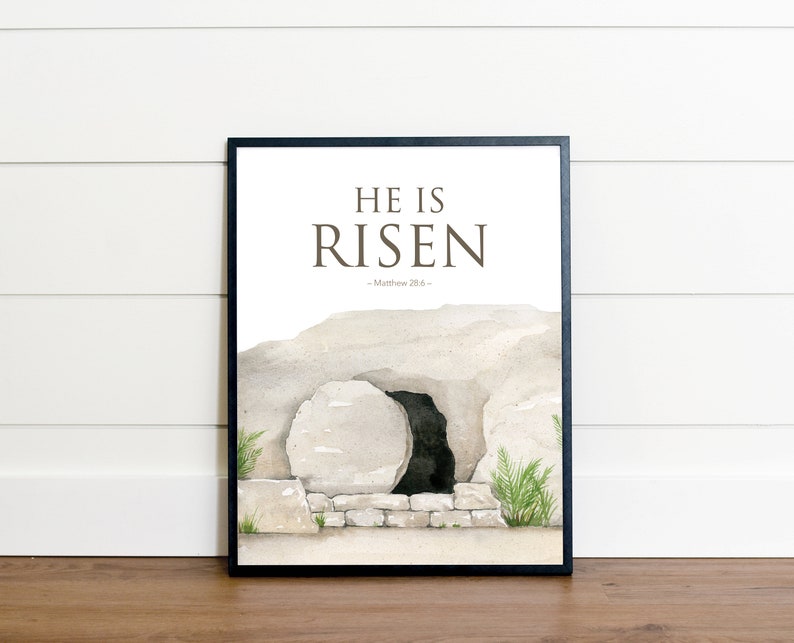 He is Risen Print Christian Easter Art Religious Easter Decor Empty Tomb Print LDS Art Easter Decoration Jesus' Resurrection Art image 2