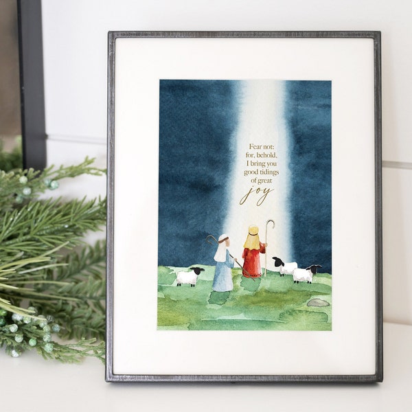 Christmas Shepherd Print | Luke 2:10 | Christmas Printable | Religious Christmas Art | Christmas Wall Art | Nativity Print | Christmas Decor