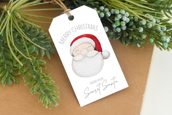 Secret Santa Tag, Printable Gift Tag, Christmas Tag, Printable Santa Tag, Secret Gift Tag, Digital Download, Holiday Party Favor