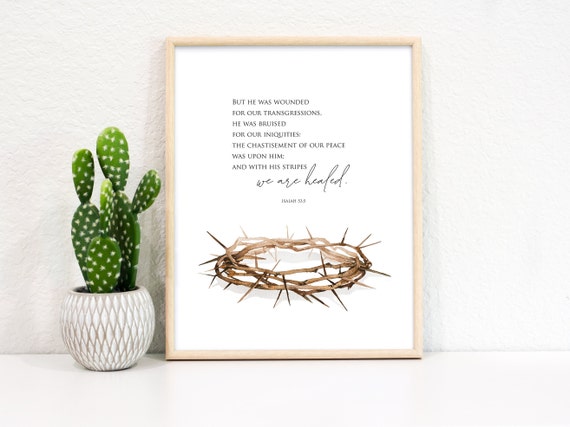 Isaiah 53, Crown of Thorns, Printable LDS Art, Easter Art, Christian Art, Bible Verse, Religious Easter Decor, Jesus Christ Print, Atonement