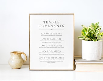 Temple Covenants Print | Printable LDS Art | LDS Wall Art | LDS Poster | Missionary Gift