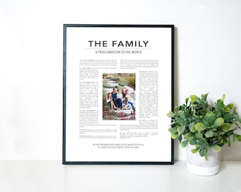 Proclamação da Família com Foto para Imprimir | Arte de Parede SUD | Pôster Personalizado da Proclamação