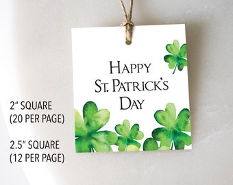 Happy St Patricks Day Tag, Printable Cookie Tag, 2 inch Treat Tag, St Patricks Gift Tag, Shamrock Tag, Shamrock Cookie Tag, Digital Download