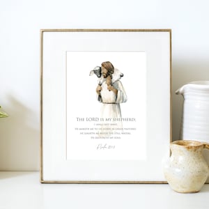 The Lord is my Shepherd | Printable Scripture Art | Psalm 23 | Christian Wall Art | Bible Scripture | Good Shepherd | Jesus Christ Print