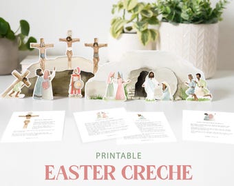 Papier Osterkrippe | Kinder-Leergrabszene mit Schriftkarten (Digitaler Download)