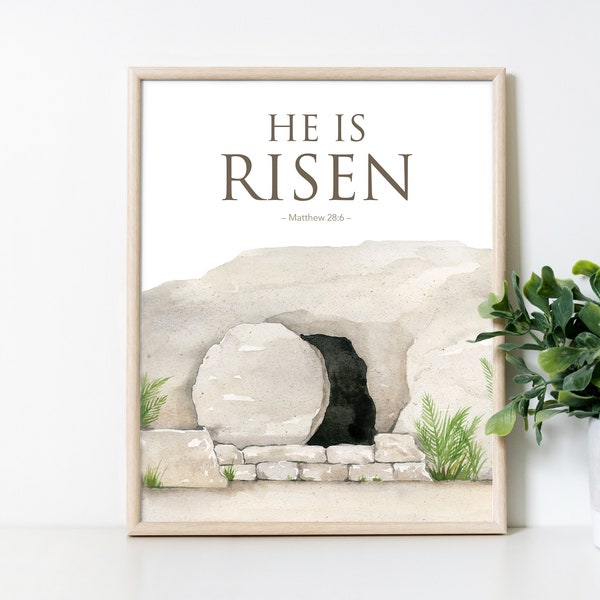 He is Risen Print | Christian Easter Art | Religious Easter Decor | Empty Tomb Print | LDS Art | Easter Decoration | Jesus' Resurrection Art