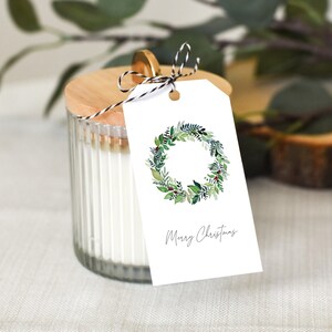 Printable Christmas Tag, Wreath Tag, Christmas Gift Tag, Holiday Gift ...