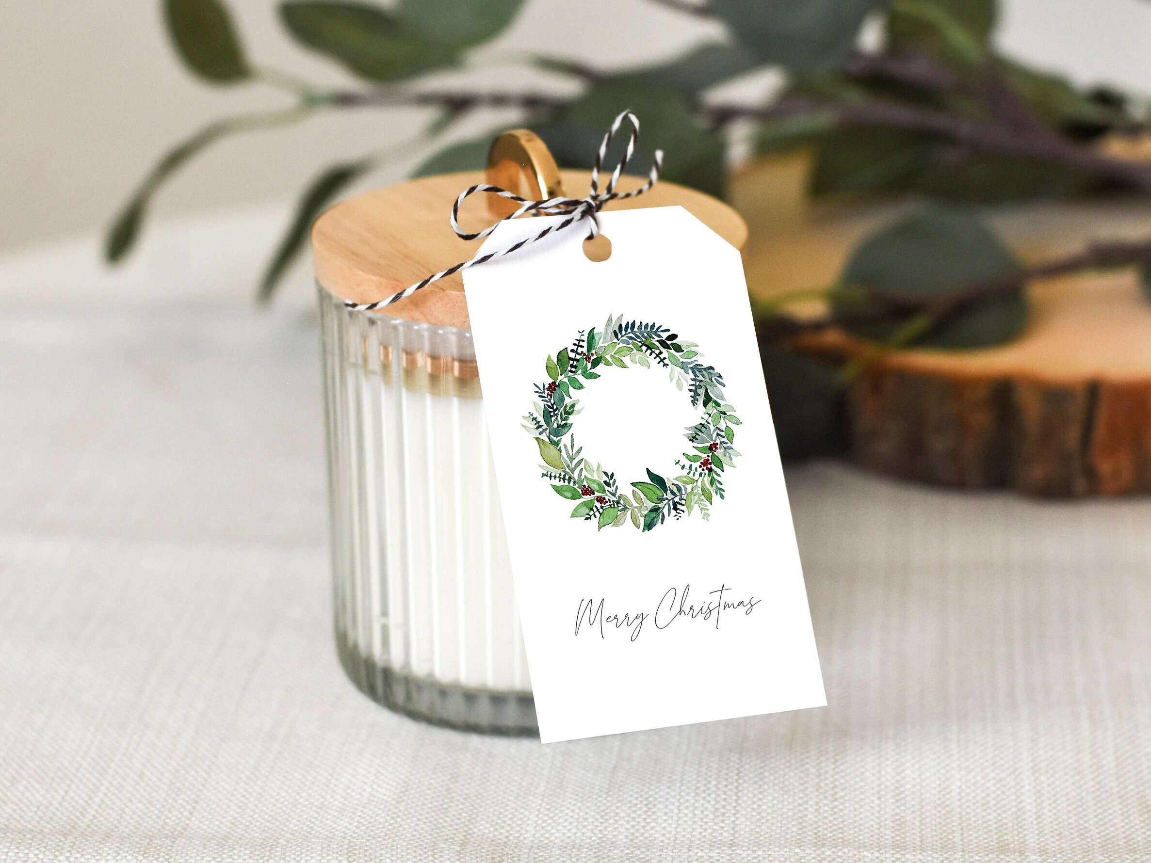 Printable Christmas Tag Wreath Tag Christmas Gift Tag - Etsy