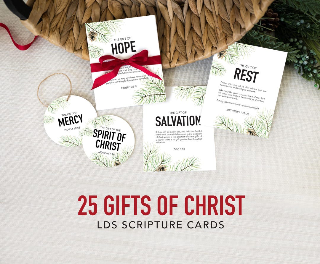 LDS 25 Gifts of Christ Christmas Advent | LDS Scripture Card Set ...
