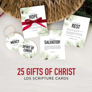 25 regalos de Cristo para el Adviento de Navidad de los Santos de los Últimos Días / Juego de tarjetas con las Sagradas Escrituras de los Santos de los Últimos Días / Cuenta regresiva para Navidad de los Santos de los Últimos Días / Regalos de Navidad para misioneros y ministros