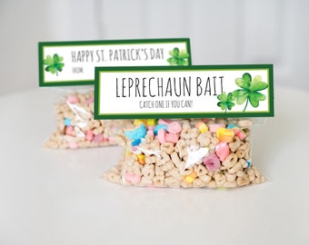 Leprechaun Bait, Treat Bag Topper, Printable Bag Topper, St Patrick's Day Treat, Shamrock Tag, St Patrick's Day Favor, St Pattys Day Gift