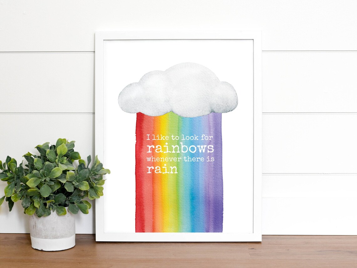 I Like to Look for Rainbows Watercolor Print LDS Baptism - Etsy