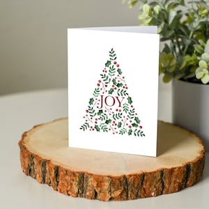Cartão de Natal para impressão, árvore de Natal, cartão de felicitações, Natal de arte popular, cartão em aquarela, download instantâneo, interior em branco, 5x7 A2