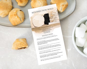 Resurrection Rolls Gift Tag | Printable Easter Gift | Christian Easter Gift | Empty Tomb Rolls | Easter Treat Recipe Tag | Ministering Gift